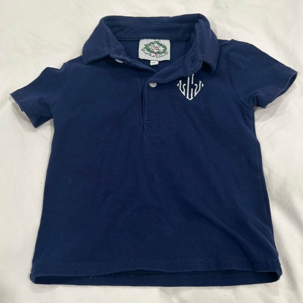 Cecil and Lou monogrammed toddler polo initials “LJC”